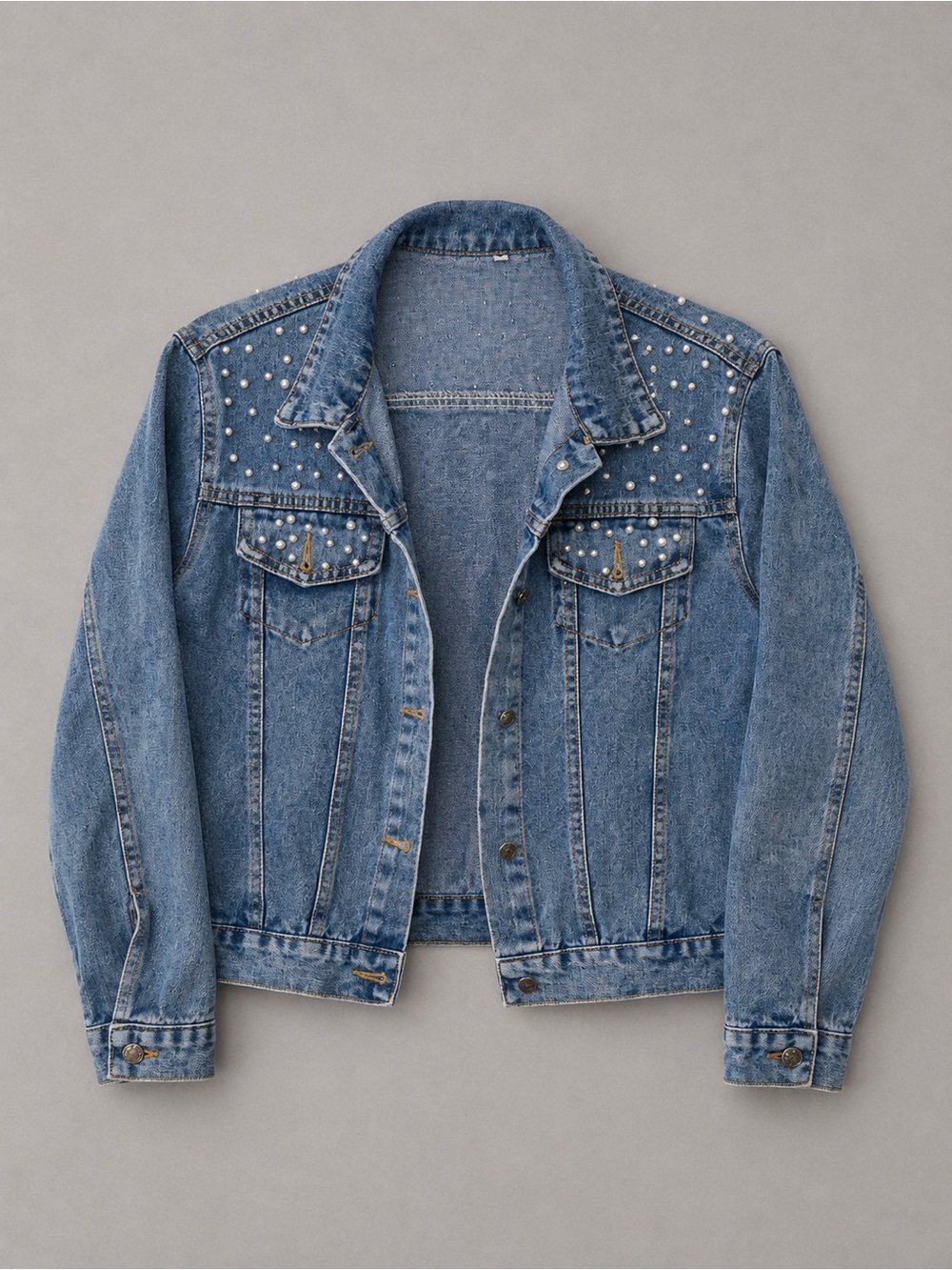 Wifey Pearl Denim Jacket Size Large - Picture 2 of 2